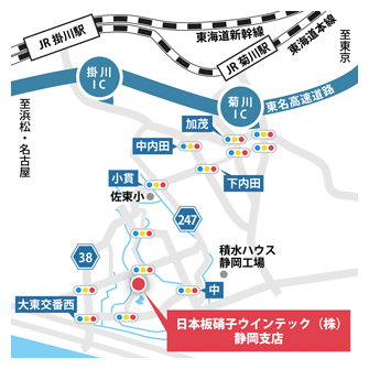 日本板硝子ウインテック株式会社 静岡支店 地図